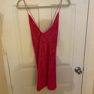 Jay Godfrey hot pink sequin mini dress